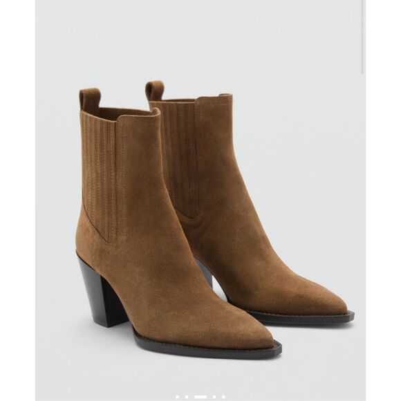 MNG BY MANGO $139 SUEDE POINTED TOE ANKLE BOOTS 40 - Picture 1 of 6